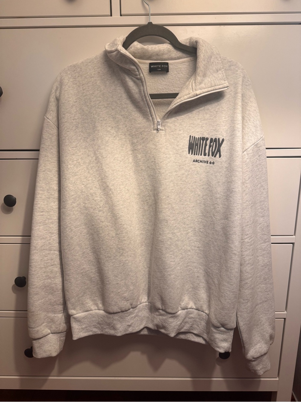 White Fox Boutique Light Gray Quarter-Zip Pullover